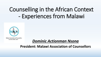 Counselling In The African Context - Experiences From Malawi