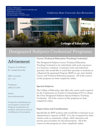 Designated Subjects Credential Programs - CSUSB