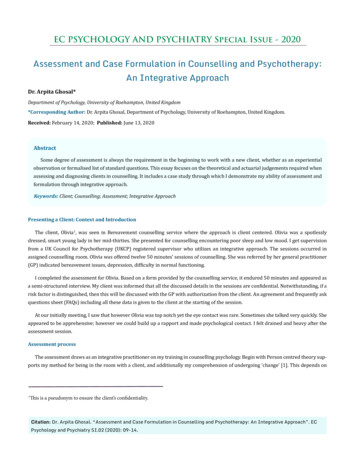 Assessment And Case Formulation In Counselling And .