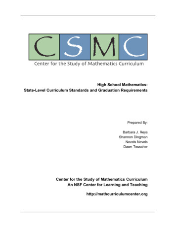 High School Mathematics: State-Level Curriculum Standards .