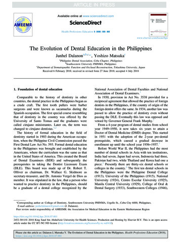 The Evolution Of Dental Education In The Philippines