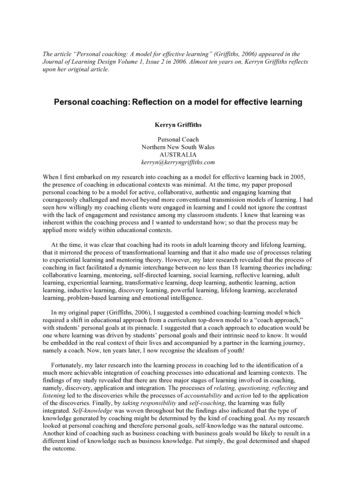 Personal Coaching: Reflection On A Model For Effective .