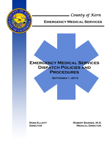 Emergency Medical Services Dispatch Policies And - MA911
