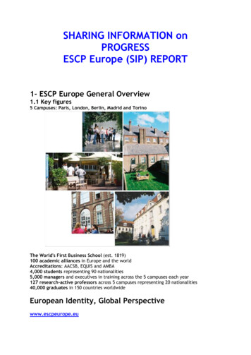 Sharing Information On Progress ESCP Europe(SIP) Report