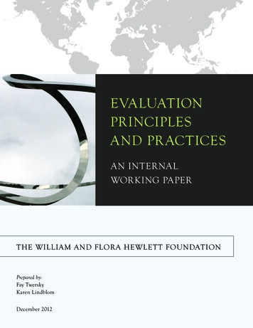 EVALUATION PRINCIPLES AND PRACTICES