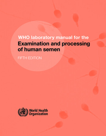 WHO Laboratory Manual For The Examination And Processing Of Human Semen
