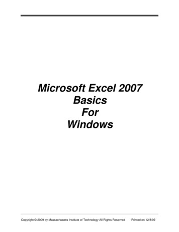 Microsoft Excel 2007 Basics For Windows