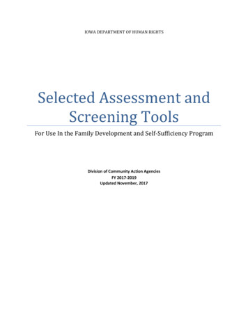 Selected Assessment And Screening Tools