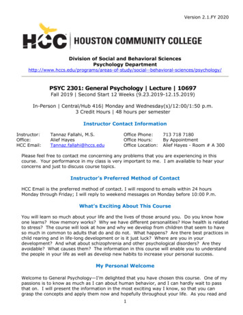 PSYC 2301: General Psychology Lecture 10697