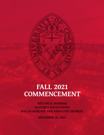 FALL 202 1 COMMENCEMENT - University Of Cincinnati