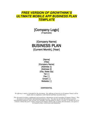 Free Version Of Growthinks Mobile App Business Plan Template