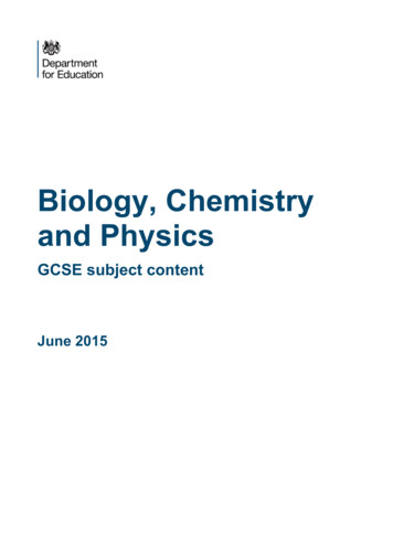 Biology, Chemistry And Physics - GOV.UK
