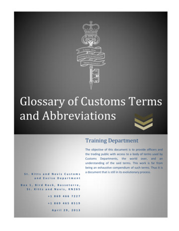 Glossary Of Customs Terms And Abbreviations