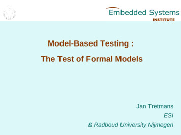 Model-Based Testing : The Test Of Formal Models - TU Graz