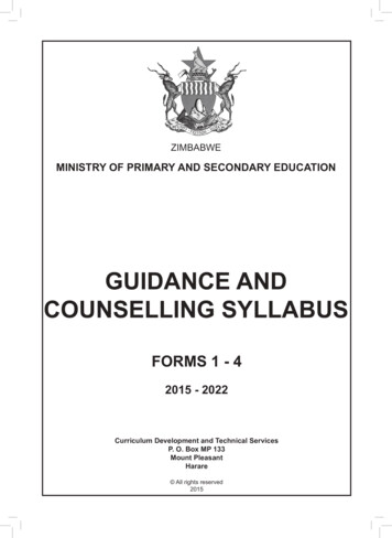 GUIDANCE AND COUNSELLING SYLLABUS