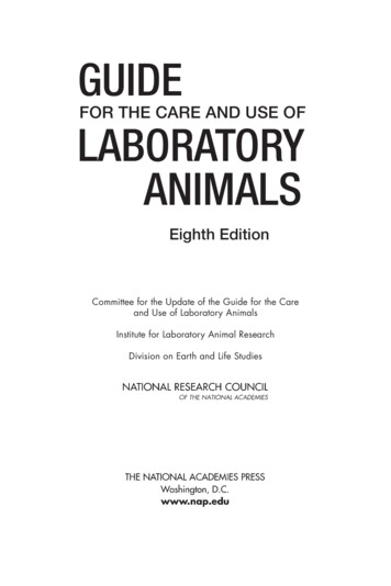 Guide For The Care And Use Of Laboratory Animals, 8th .