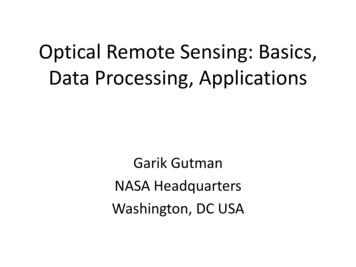 Optical Remote Sensing: Basics, Data Processing, Applications