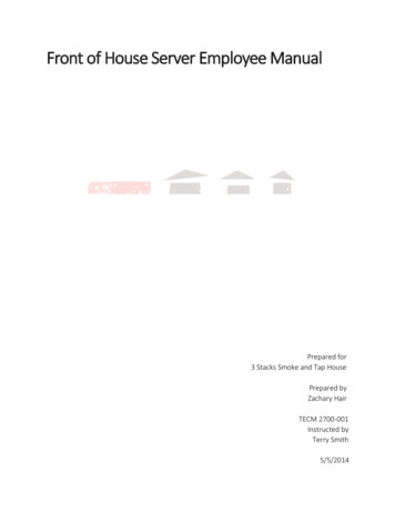 Front Of House Server Employee Manual