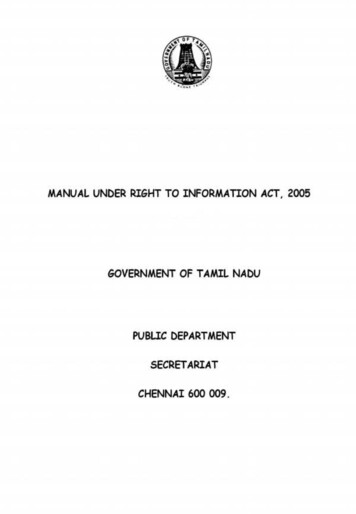 RIGHT TO INFORMATION ACT, 2005 - Government Of 