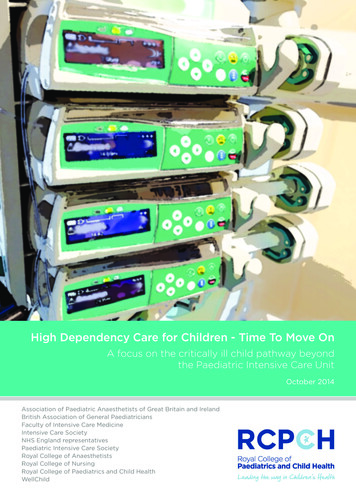 High Dependency Care For Children - Royal College Of Paediatrics And .