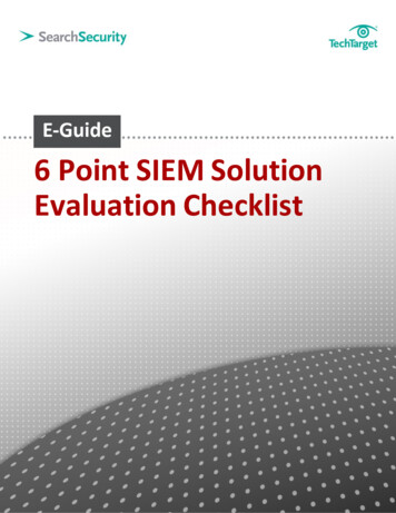 6 Point SIEM Solution Evaluation Checklist