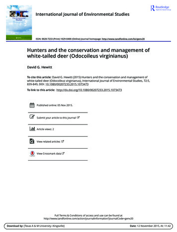 Hunters And The Conservation And Management Of White .