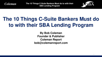 The 10 Things C-Suite Bankers Must Do To With Their SBA Lending Program