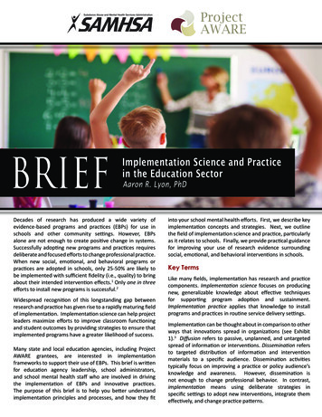 Implementation Science And Practice BRIEF In The Education .