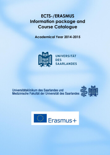 ECTS-/ERASMUS Information Package And Course Catalogue