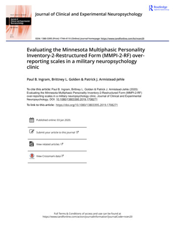 Evaluating The Minnesota Multiphasic Personality Inventory .