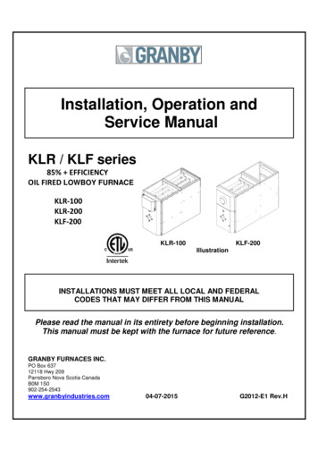 Installation, Operation And Service Manual - Granby Industries