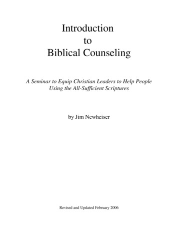Introduction To Biblical Counseling - NTSLibrary