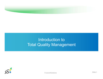 Introduction To Total Quality Management