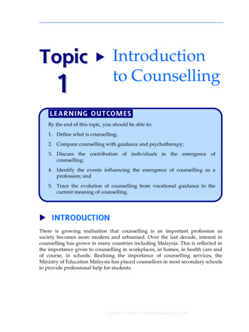 Introduction To Counselling - Institute Of Mental 