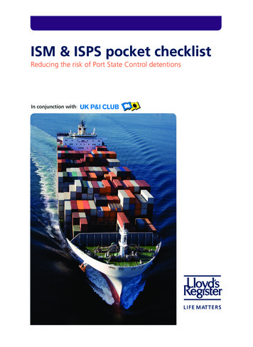 ISM And ISPS - Pocket Checklist - Maritime Safety Innovation Lab