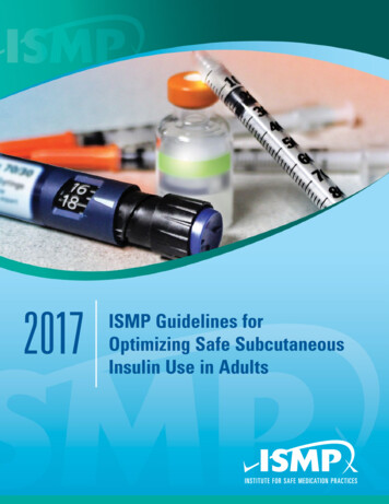 2017 ISMP Guidelines For Optimizing Safe Subcutaneous Insulin Use In Adults