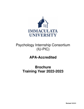 Psychology Internship Consortium (IU-PIC) - Immaculata University