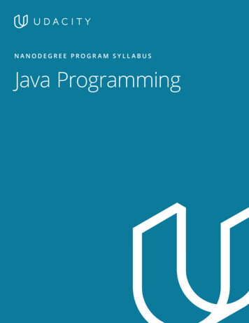 NANODEGREE PROGRAM SYLLABUS Java Programming
