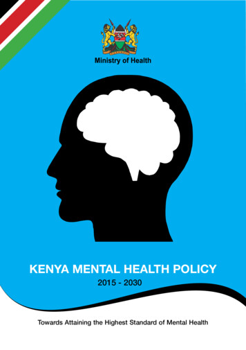 KENYA MENTAL HEALTH POLICY - Universal Health 2030