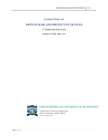 SWITCHGEAR AND PROTECTIVE DEVICES