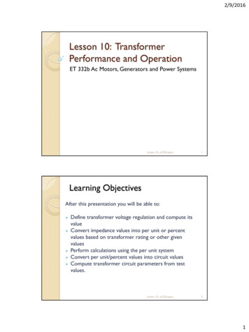 Lesson 10: Transformer Performance And Operation