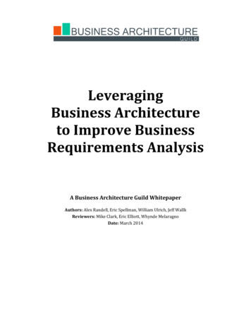 Leveraging Business Architecture To Improve Business .