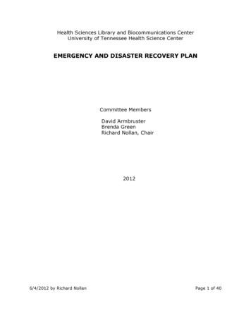 Emergency And Disaster Recovery Plan
