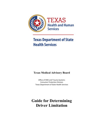 Medical Advisory Board Guide For Determining Driver Limitation
