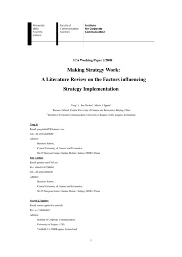Making Strategy Work: A Literature Review On The Factors Influencing .