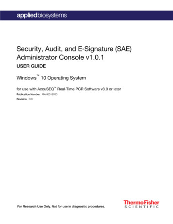 Administrator Console V1.0.1 Security, Audit, And E Signature (SAE)