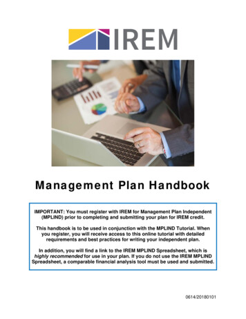 Management Plan Handbook - Institute Of Real Estate 