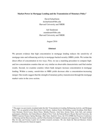 Market Power In Mortgage Lending And The Transmission Of Monetary Policy