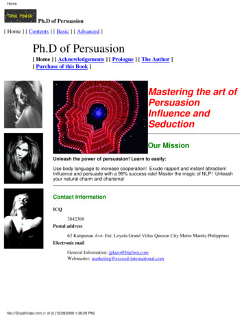 Ph. D Of Persuasion - NLP Neuro Linguistic Programming .