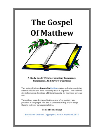 The Gospel Of Matthew - Free Sermon Outlines And Bible .